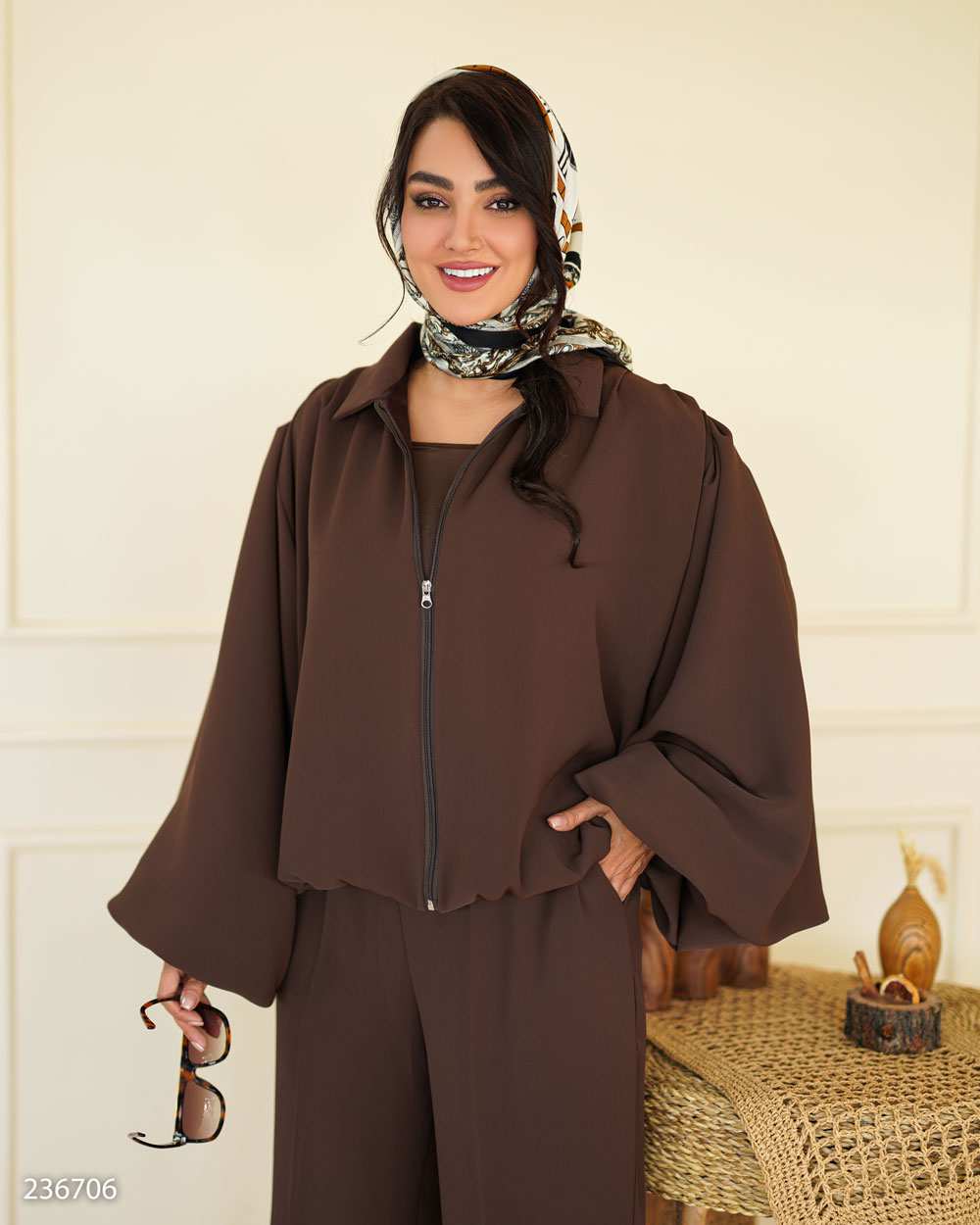 بامبر جکت زنانه قهوه ای مدل هیلدا السانا Elsana کد 2367