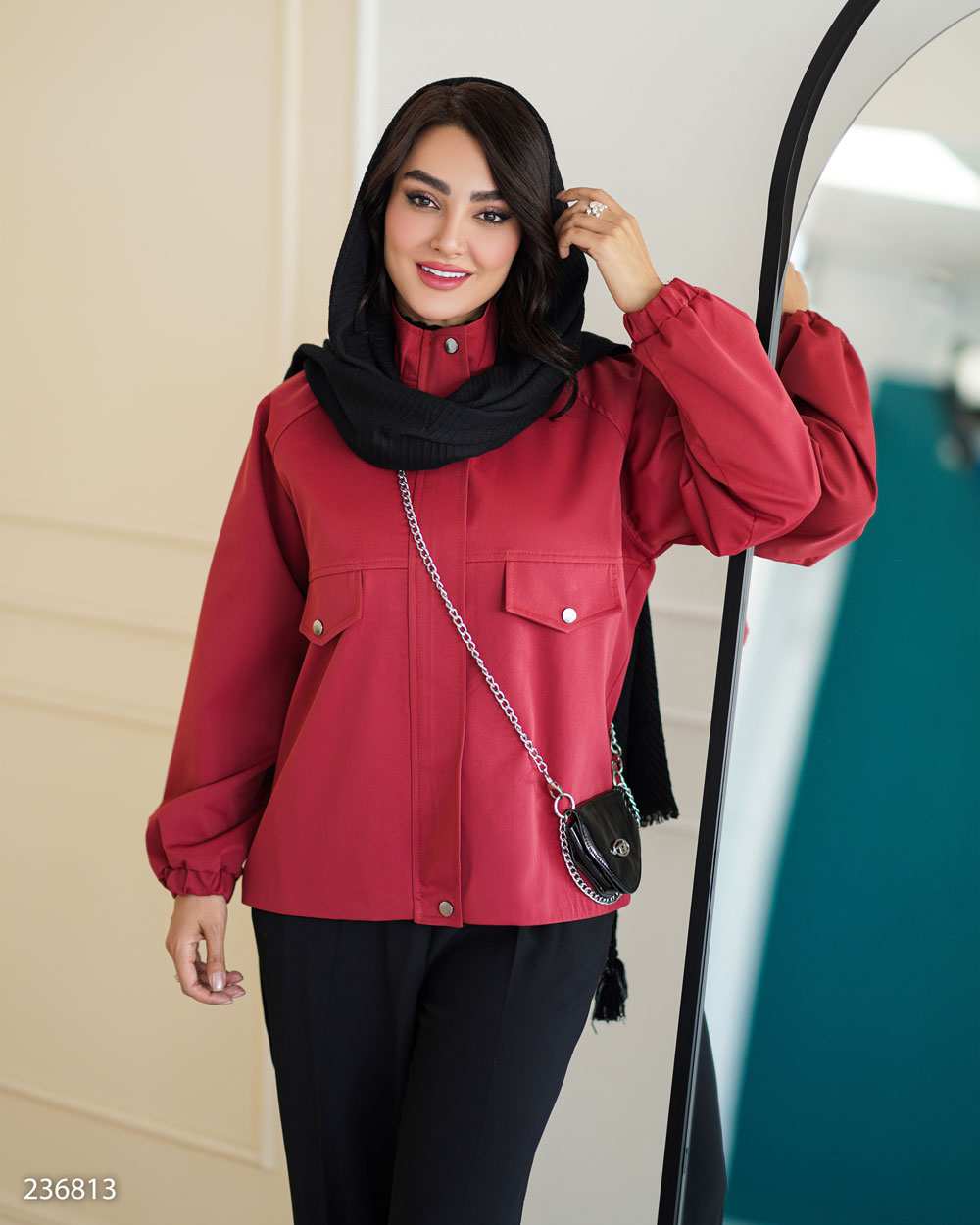 بامبر جکت زنانه زرشکی مدل لیلماه السانا Elsana کد 2368