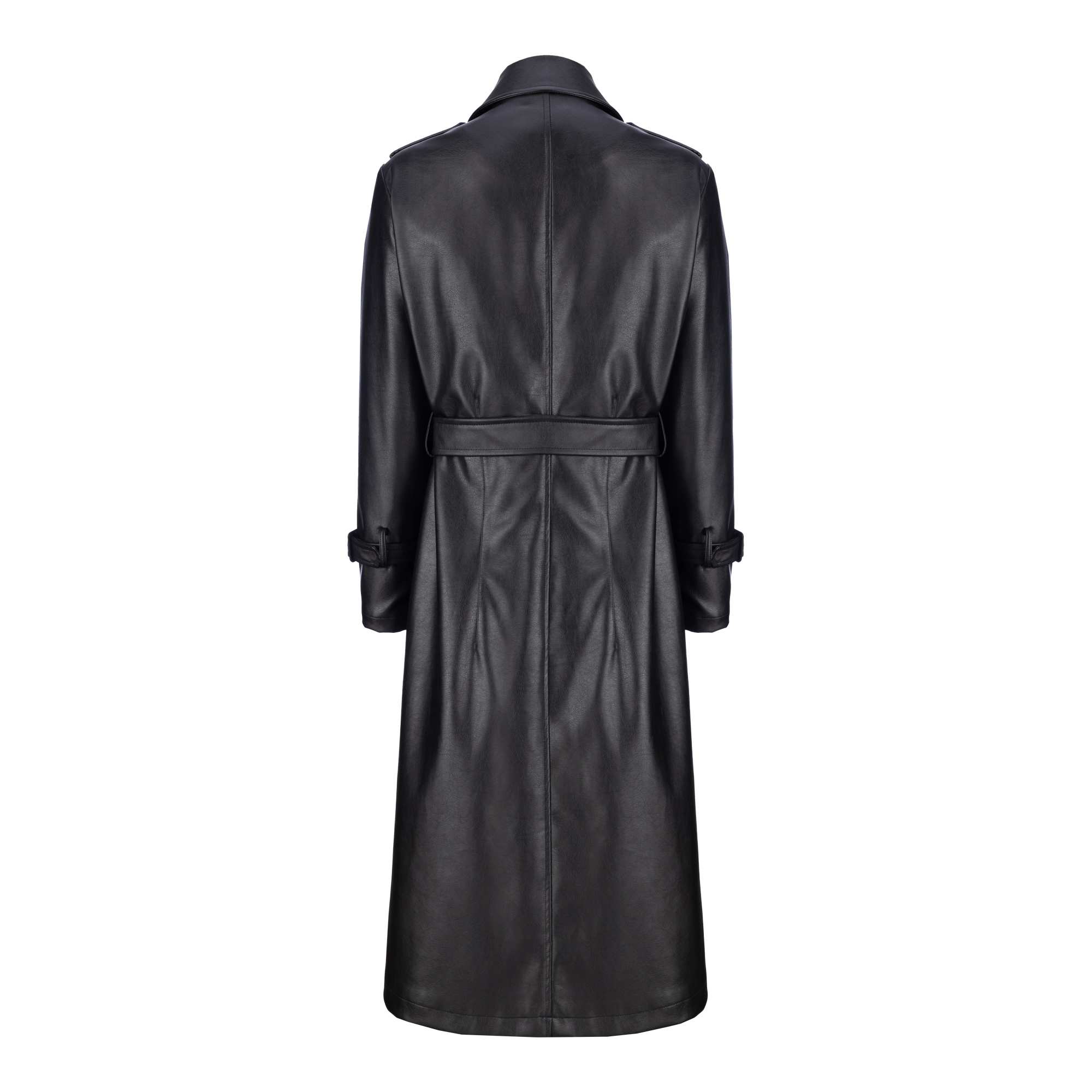 پالتو چرم بلند زنانه مشکی مدل شبرنگ السانا Elsana کد 2373