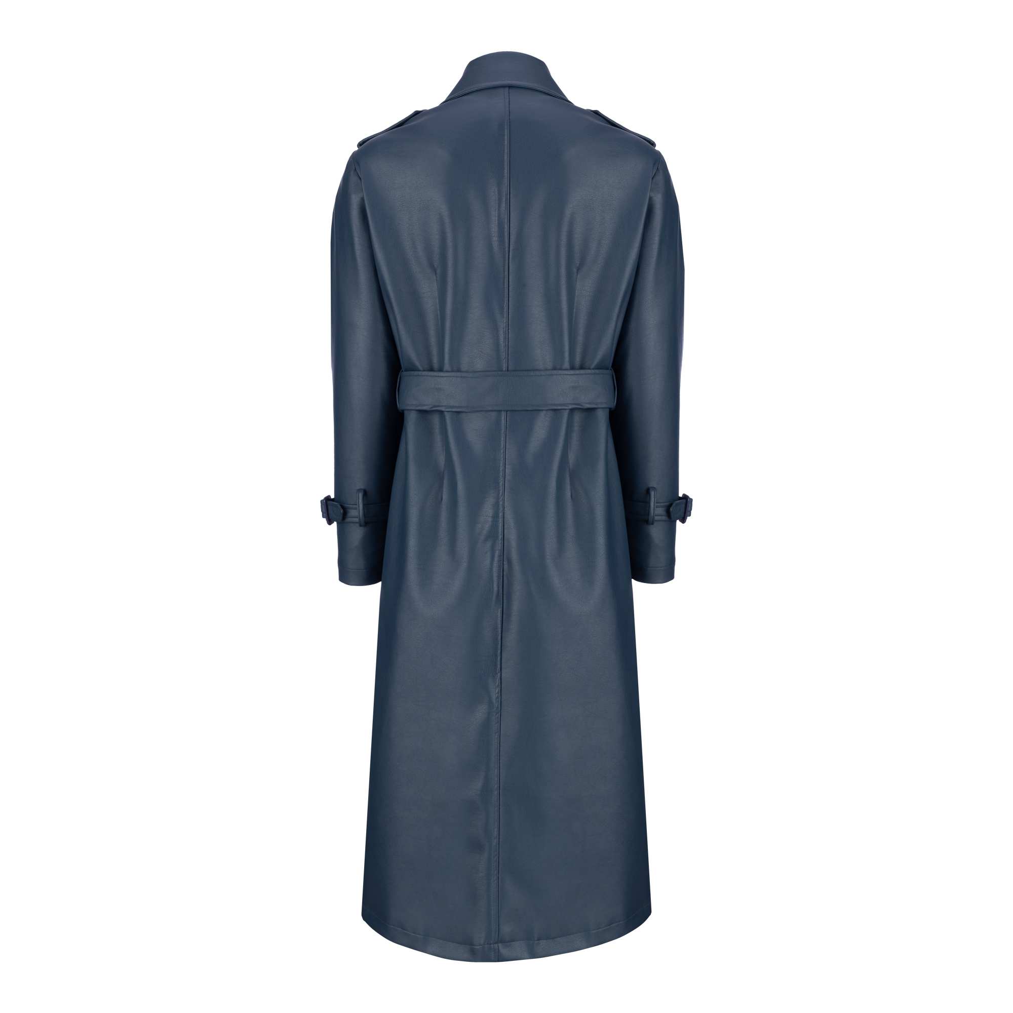 پالتو چرم بلند زنانه آبی نفتی مدل شبرنگ السانا Elsana کد 2373