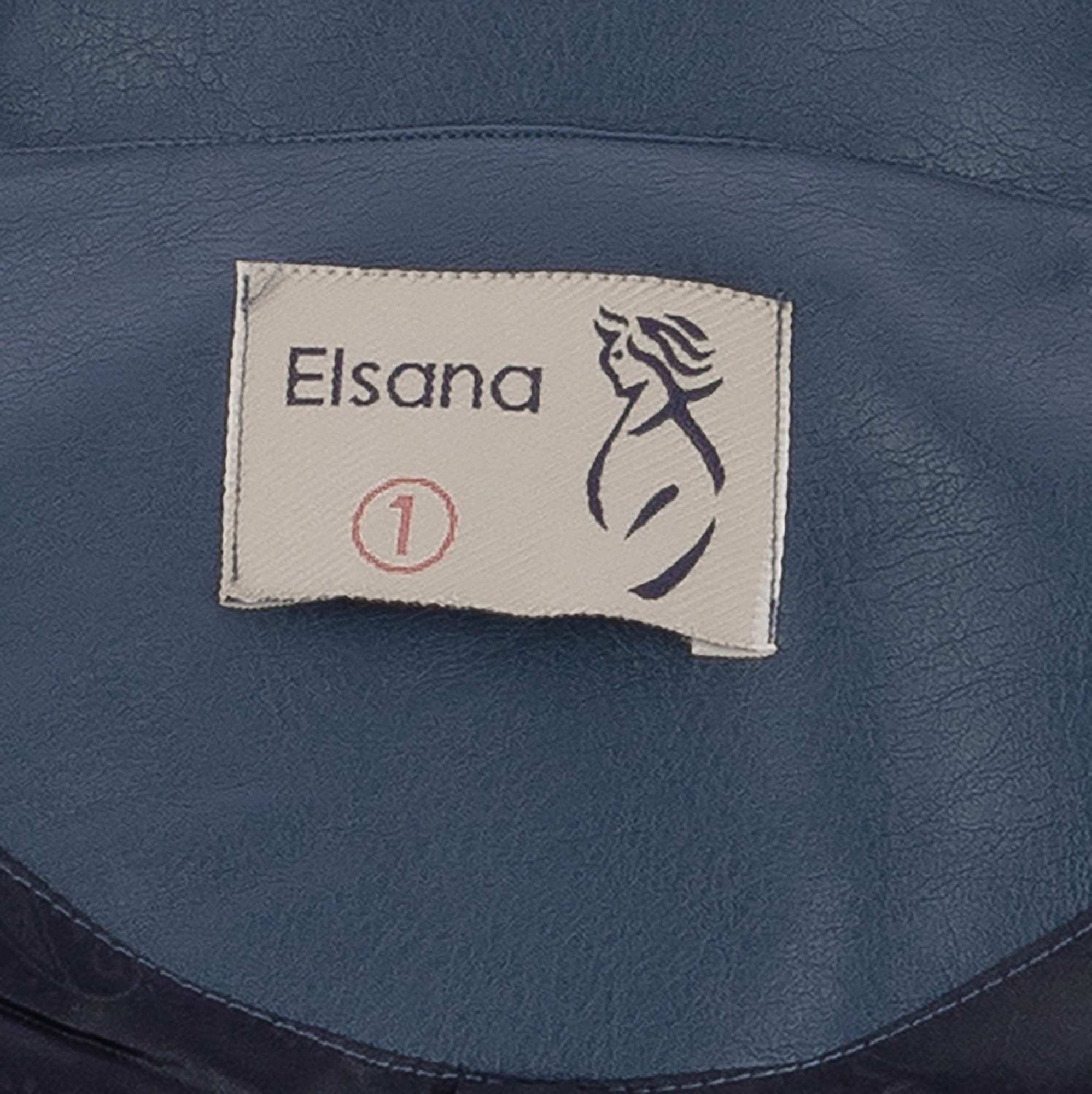 پالتو چرم بلند زنانه آبی نفتی مدل شبرنگ السانا Elsana کد 2373