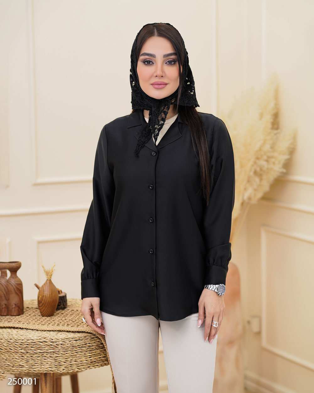 شومیز زنانه مشکی السانا Elsana مدل دلنواز کد 2500