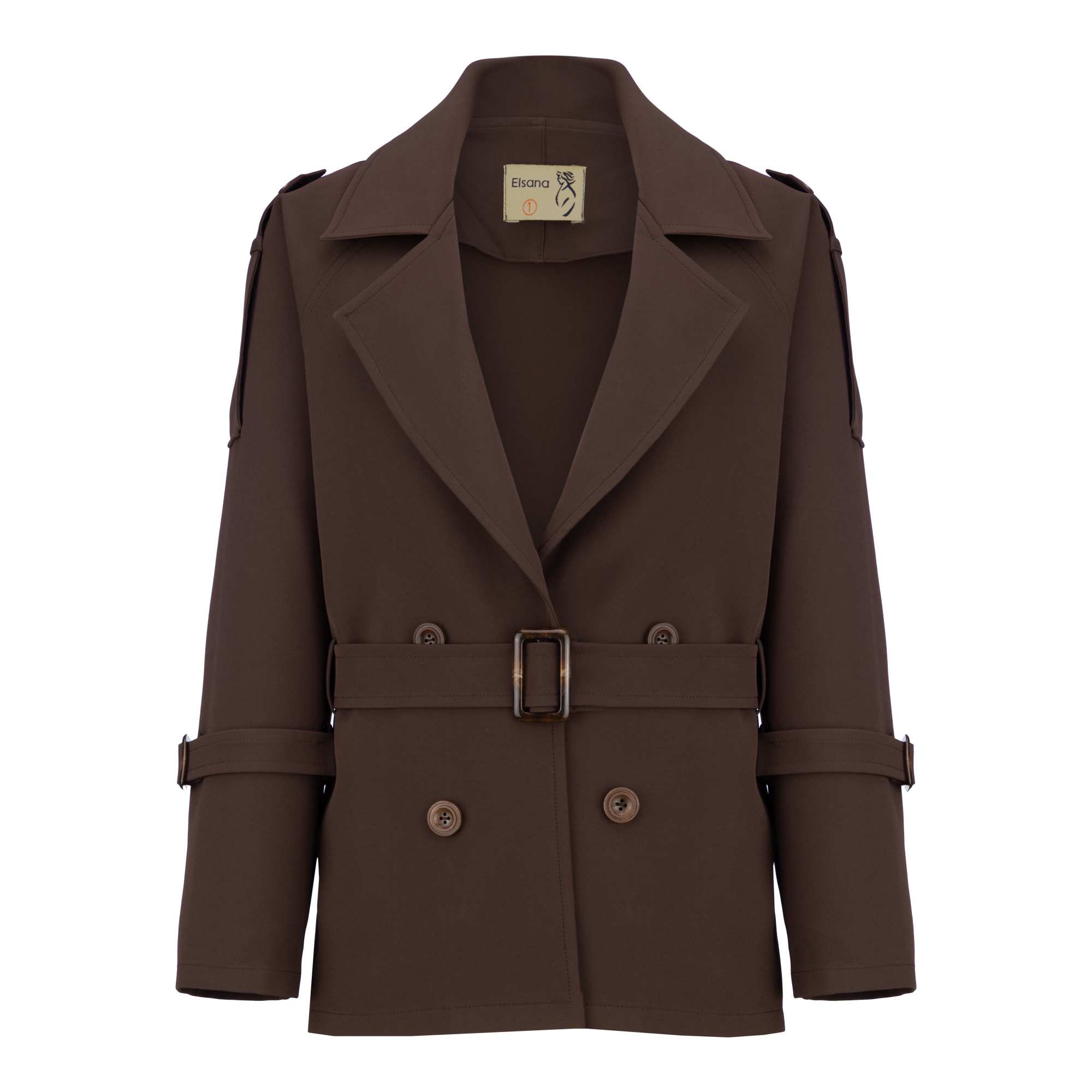 مانتو زنانه قهوه ای السانا Elsana مدل رابو کد 2530