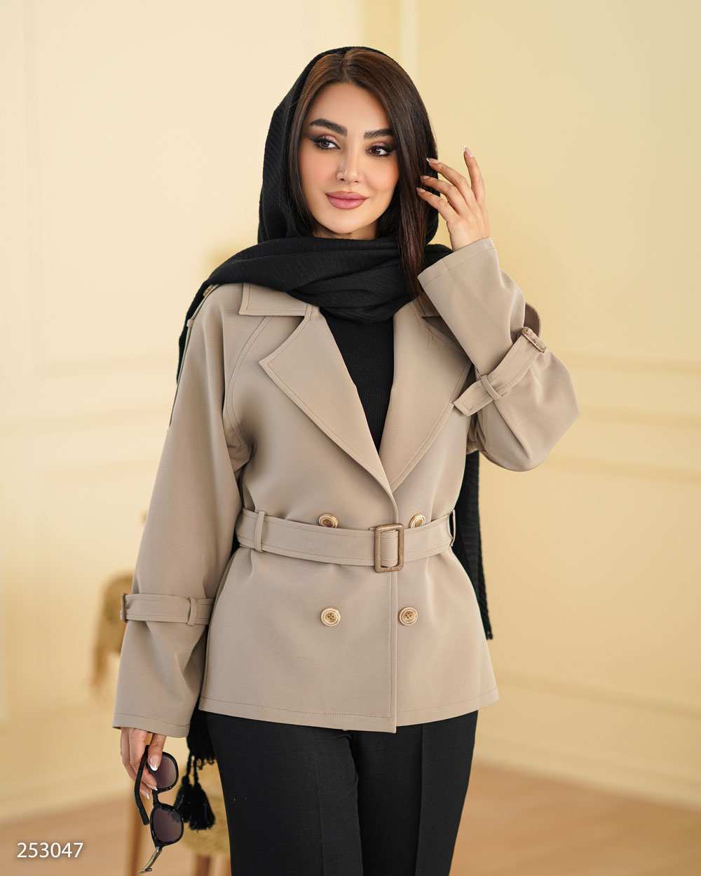 مانتو زنانه نسکافه ای السانا Elsana مدل رابو کد 2530
