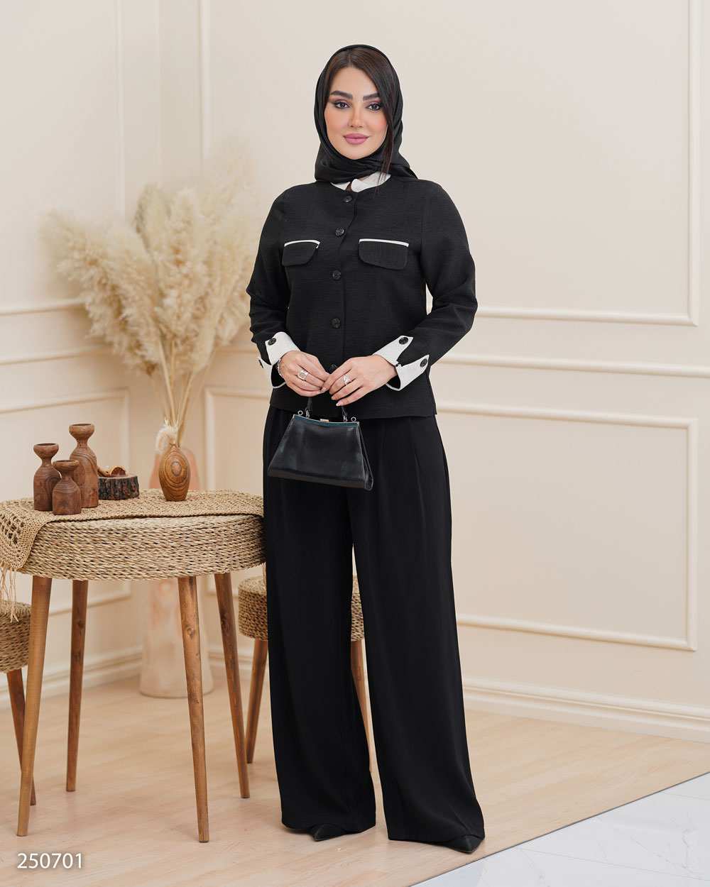کت کراپ زنانه مشکی السانا Elsana مدل سلما کد 2507