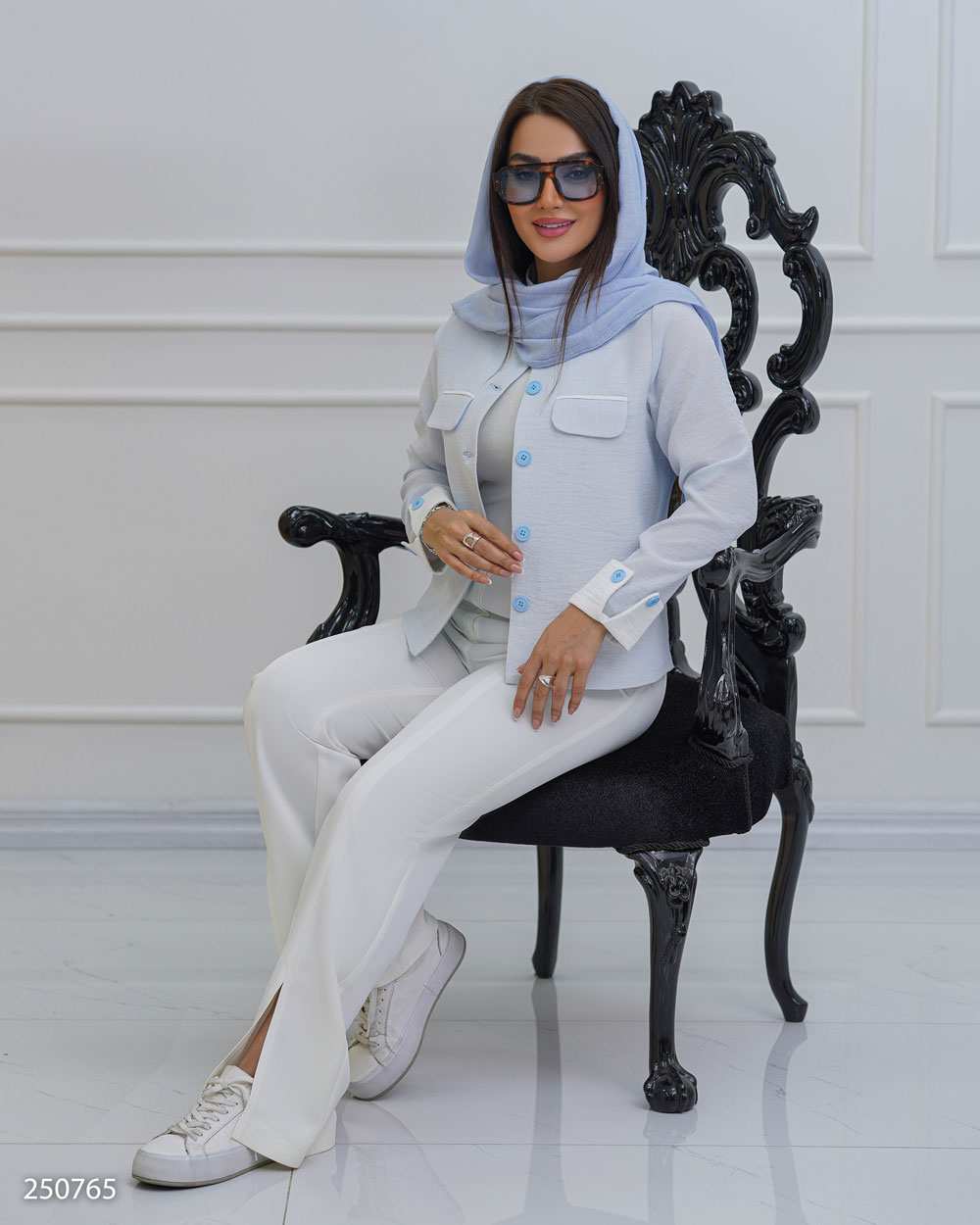 کت کراپ زنانه آبی آسمانی السانا Elsana مدل سلما کد 2507