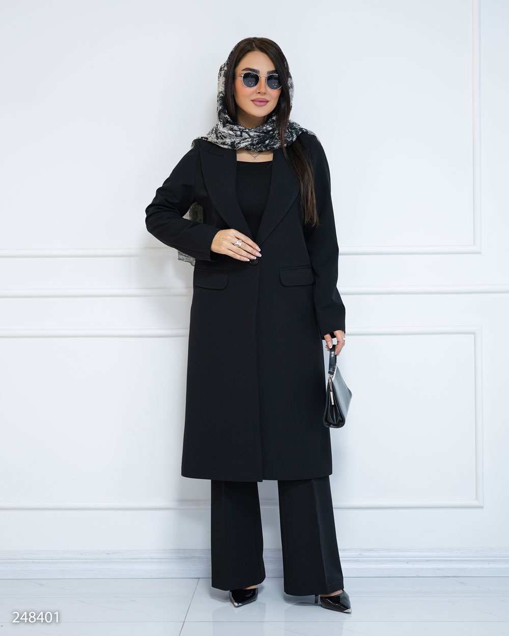 مانتو زنانه مشکی السانا Elsana مدل شمیس کد 2484