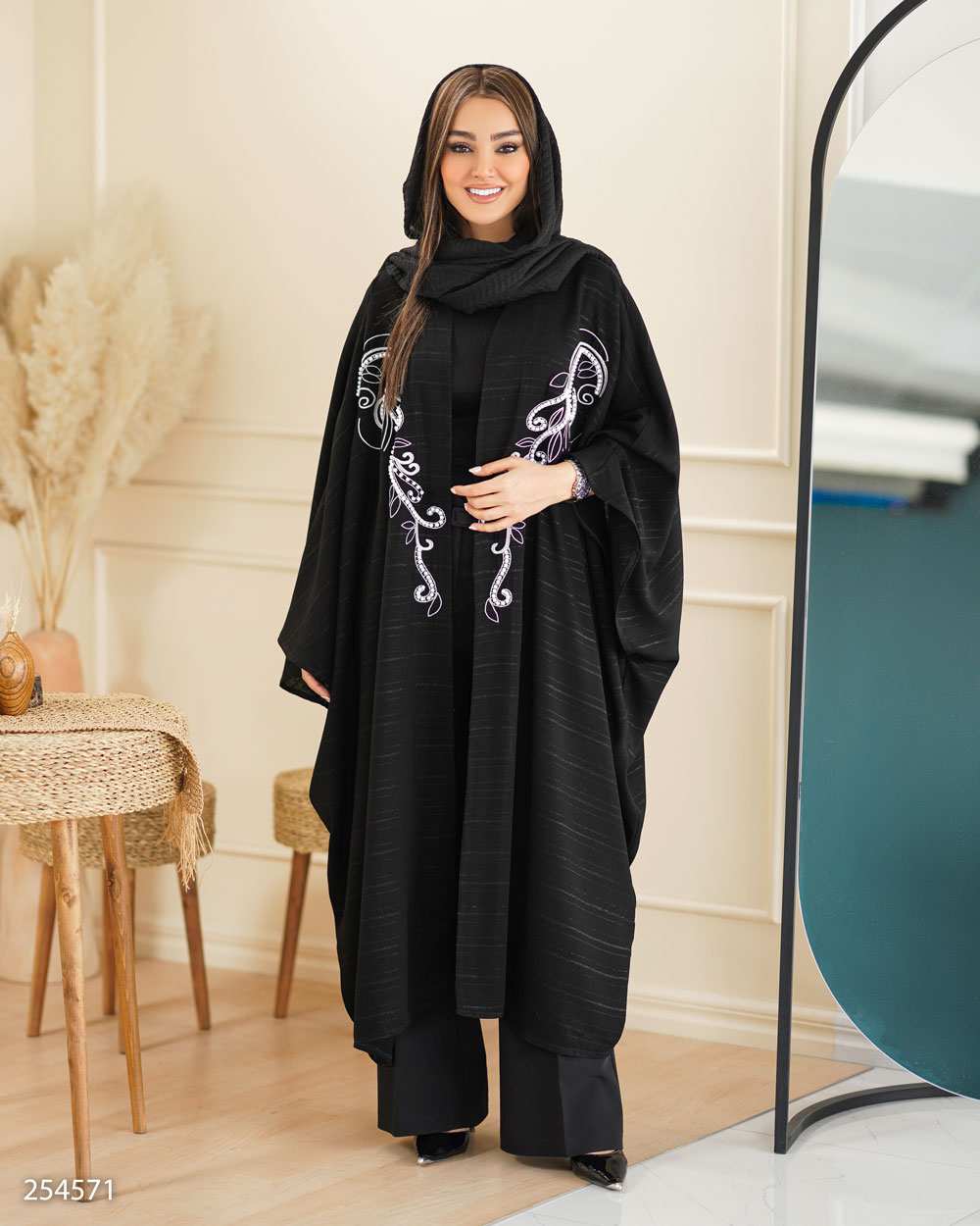 عبا زنانه لمه مشکی السانا Elsana مدل آریاس کد 2545