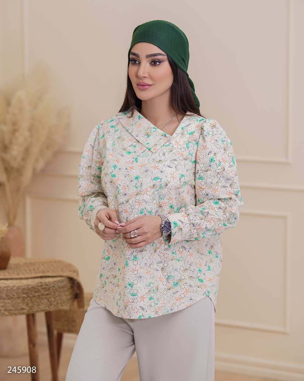 بلوز زنانه کرم السانا Elsana مدل نیکداد کد 2459