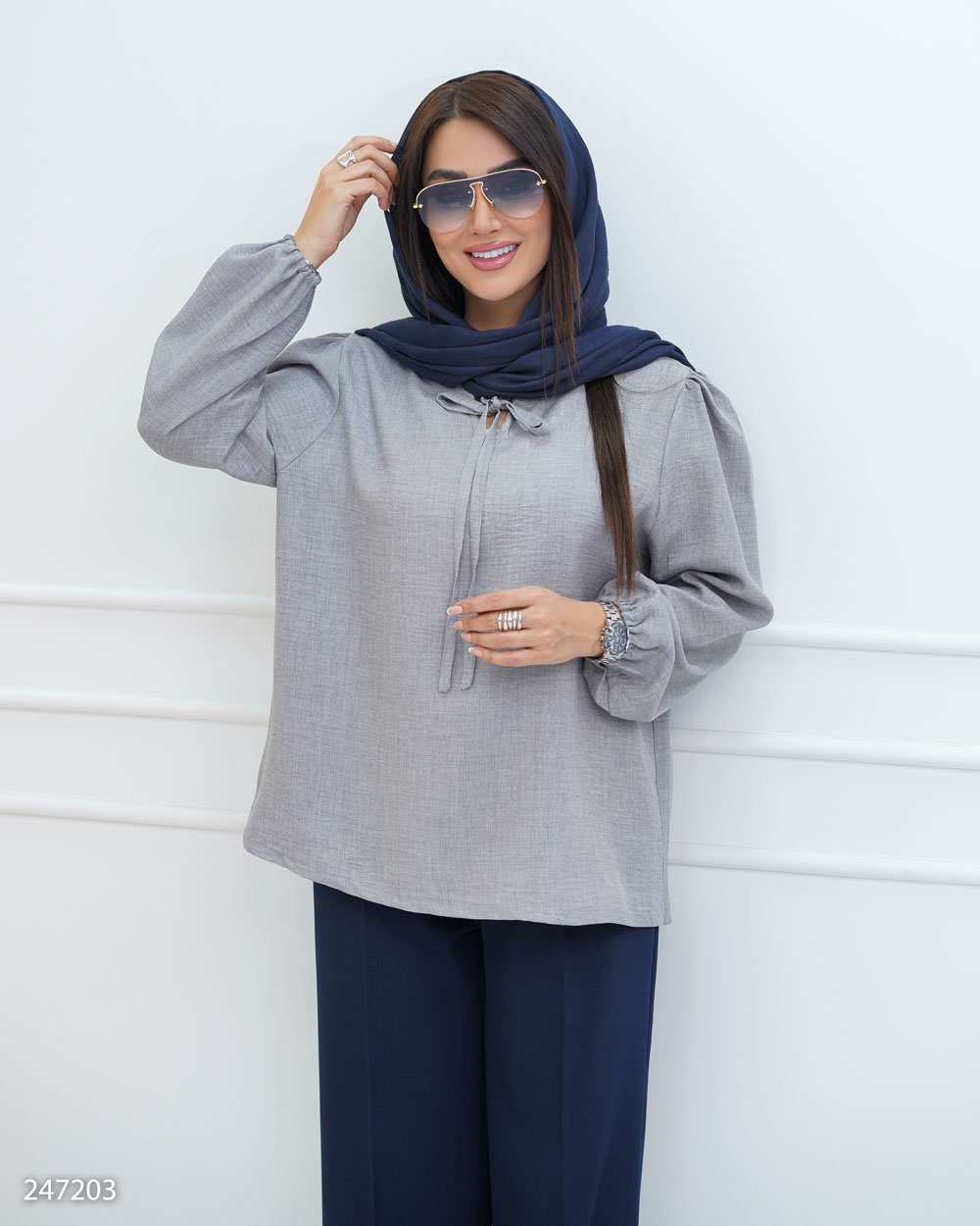 بلوز زنانه طوسی السانا Elsana مدل یاشگین کد 2472