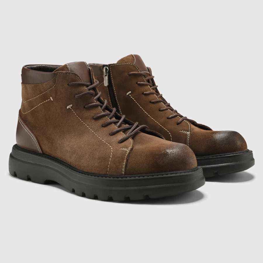 بوت چرم طبیعی مردانه ناپا نبوک قهوه ای اورز Orez مدل TIGER