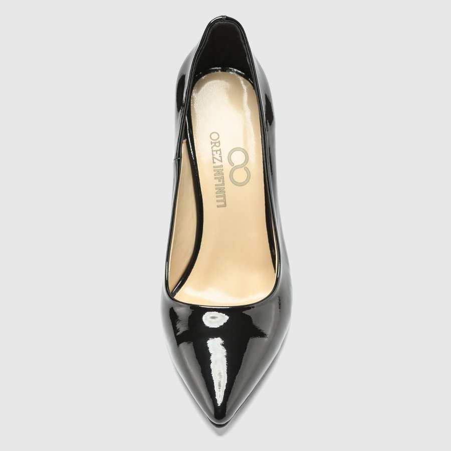 کفش پاشنه بلند زنانه ورنی مشکی اورز Orez مدل GEORGINA