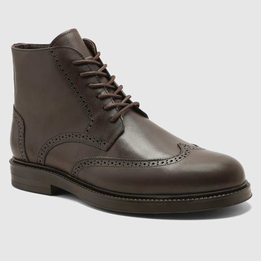 بوت چرم طبیعی مردانه ناپا قهوه ای اورز Orez مدل LINCOLN کد MFB116