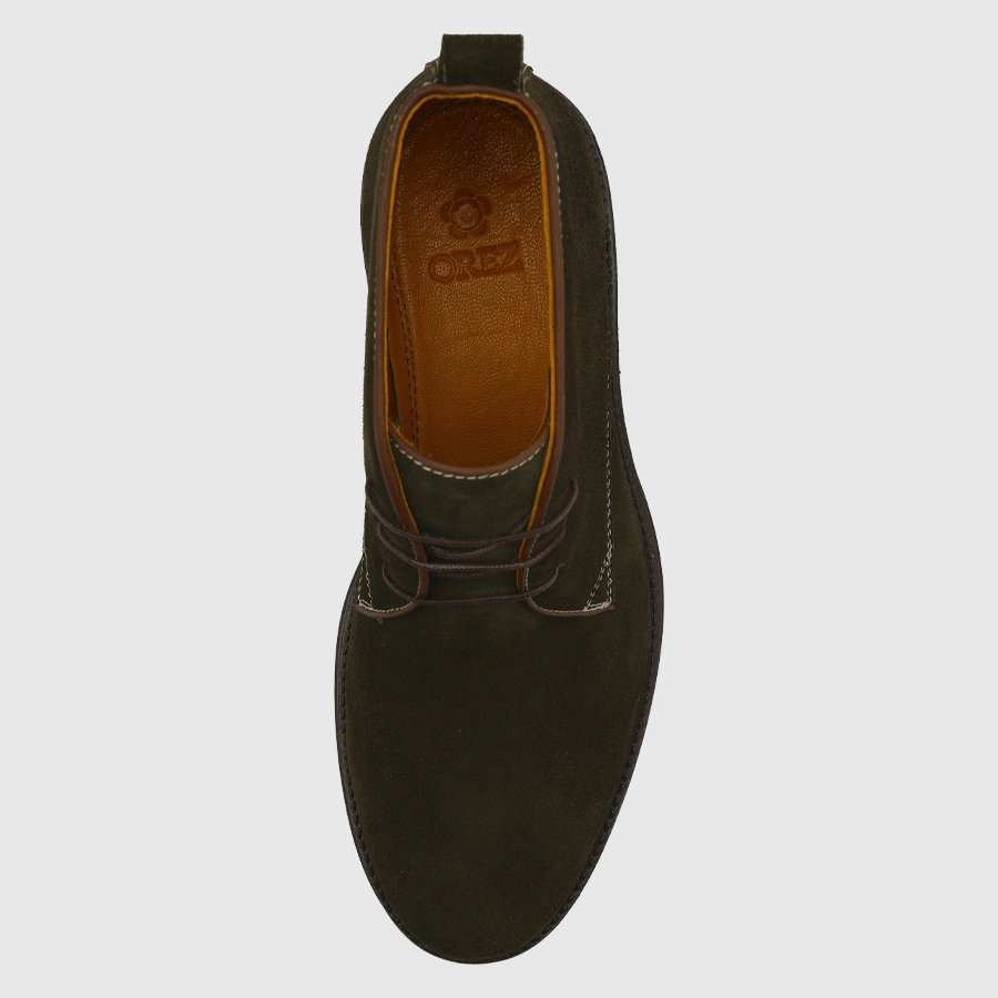 بوت چرم طبیعی مردانه سبز تیره اورز Orez مدل LINCOLN کد MFB117