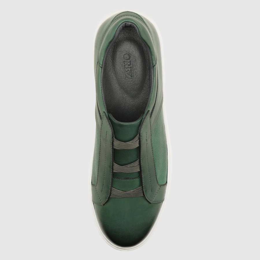 کفش اسنیکرز چرم طبیعی مردانه ناپا سبز اورز Orez مدل ASHTON