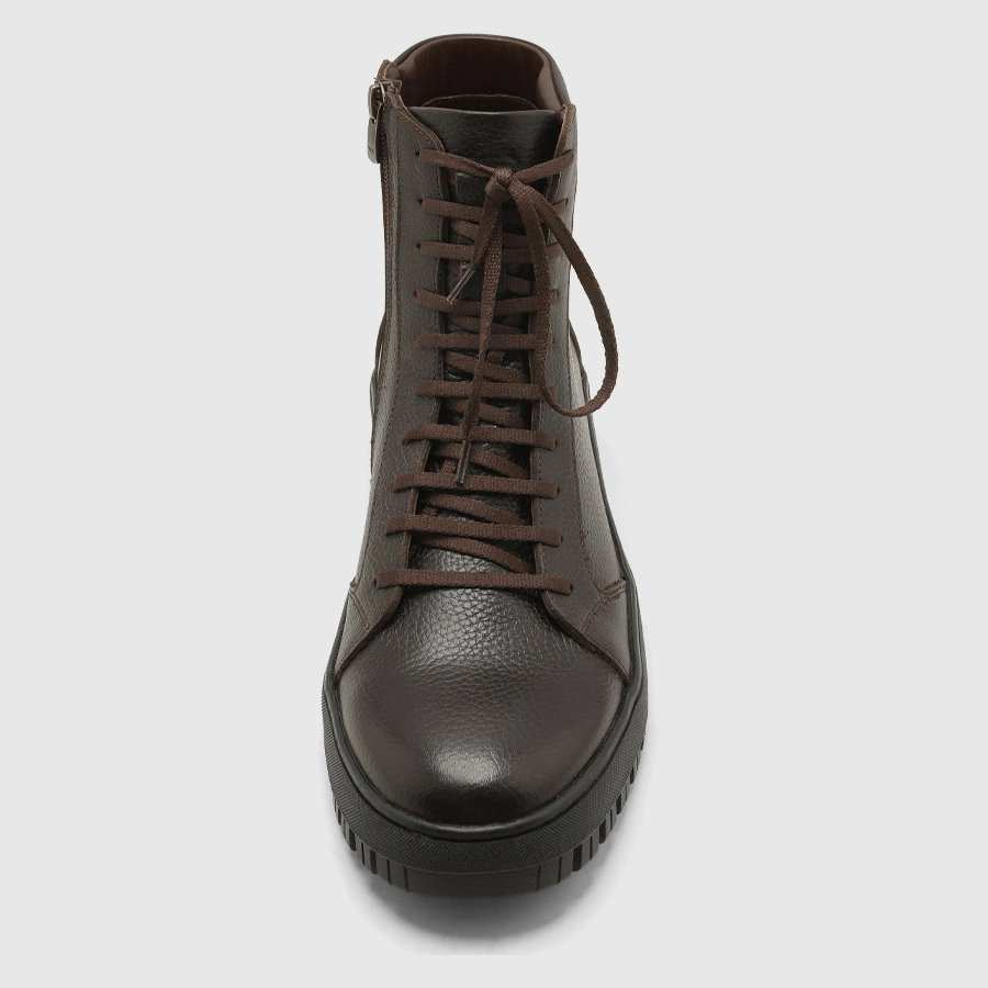 بوت چرم طبیعی مردانه فلوتر قهوه ای تیره اورز Orez مدل SERGIO کد MCB123