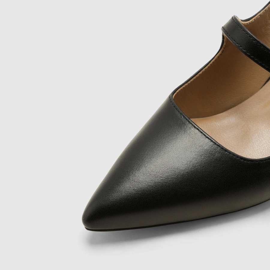 کفش پاشنه بلند چرم زنانه ناپا مشکی اورز Orez مدل CATIANA