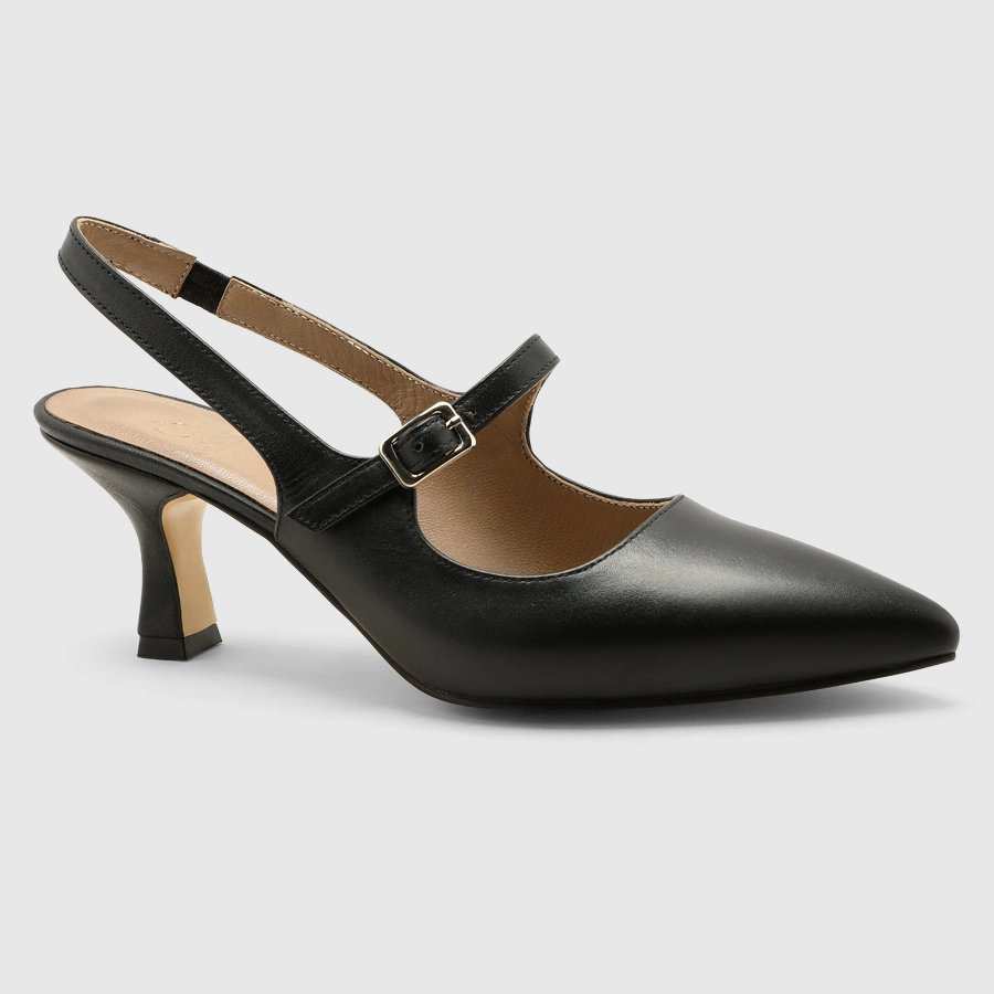 کفش پاشنه بلند چرم زنانه ناپا مشکی اورز Orez مدل CATIANA