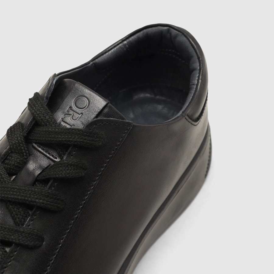 کفش اسنیکرز چرم طبیعی مردانه بورنیش مشکی اورز Orez مدل KAI SNEAKER 1