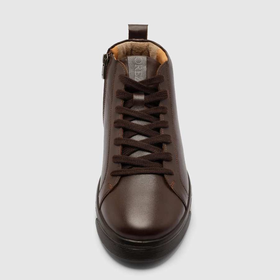 بوت چرم طبیعی مردانه پولیشی قهوه ای اورز Orez مدل KAI BOOTI 1 کد MCB125