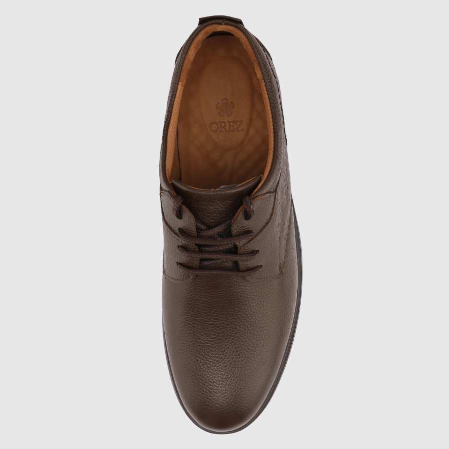 کفش چرم طبیعی مردانه فلوتر قهوه ای اورز Orez مدل NELSON