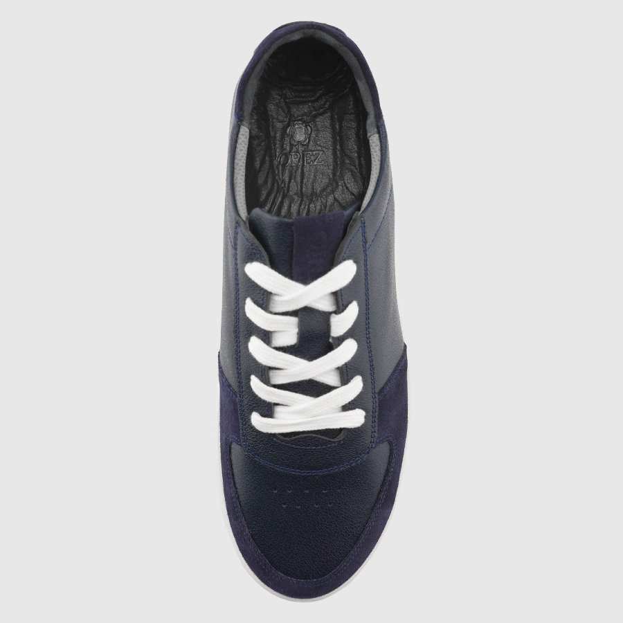 کفش اسنیکرز چرم طبیعی مردانه ونیز سرمه ای سفید اورز Orez مدل KAI SNEAKER 2
