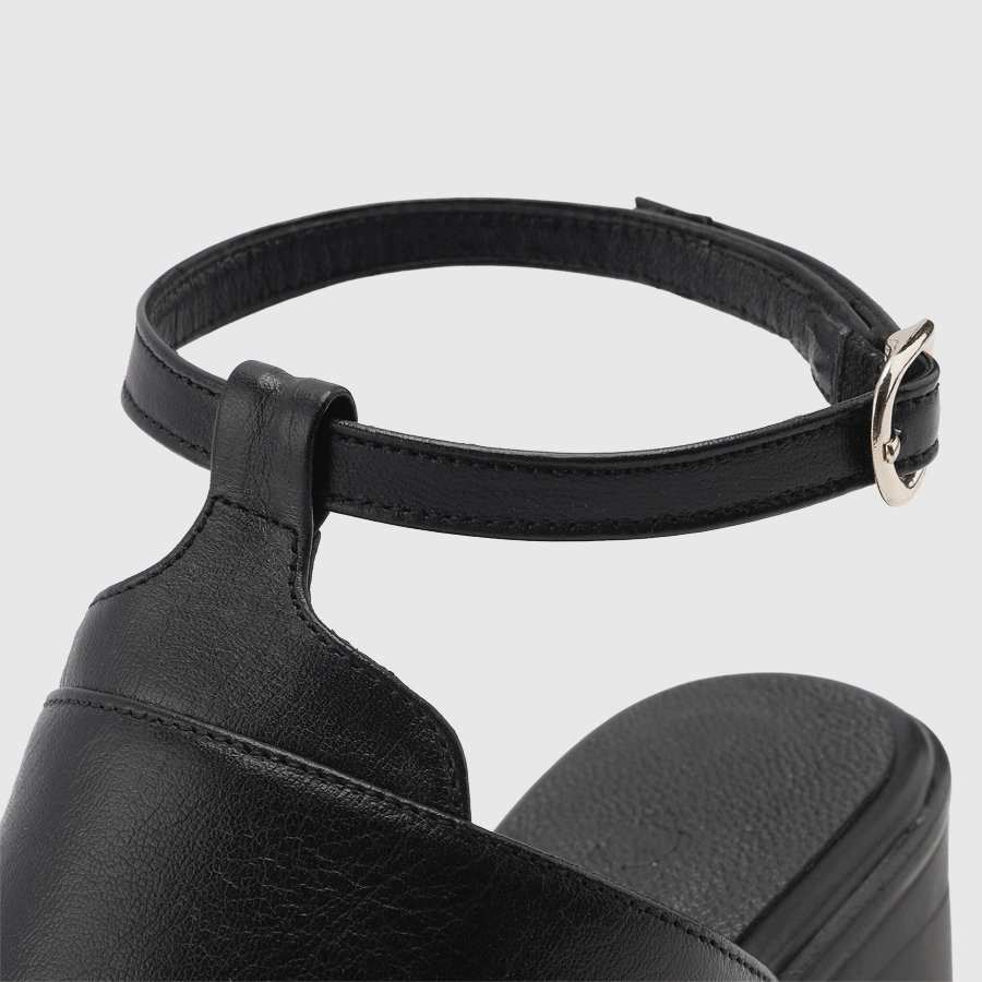 صندل پاشنه بلند چرم طبیعی زنانه ناپا مشکی اورز Orez مدل MADONA