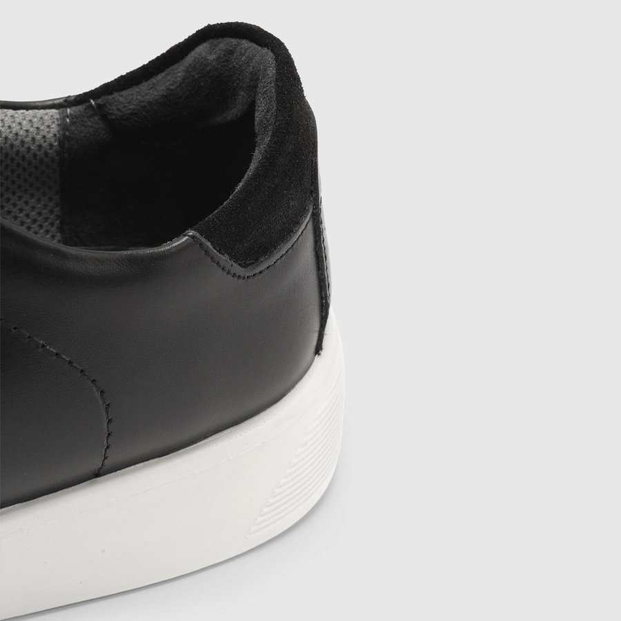 کفش اسنیکرز چرم طبیعی مردانه بورنیش اشبالت مشکی سفید اورز Orez مدل KAI SNEAKER 2