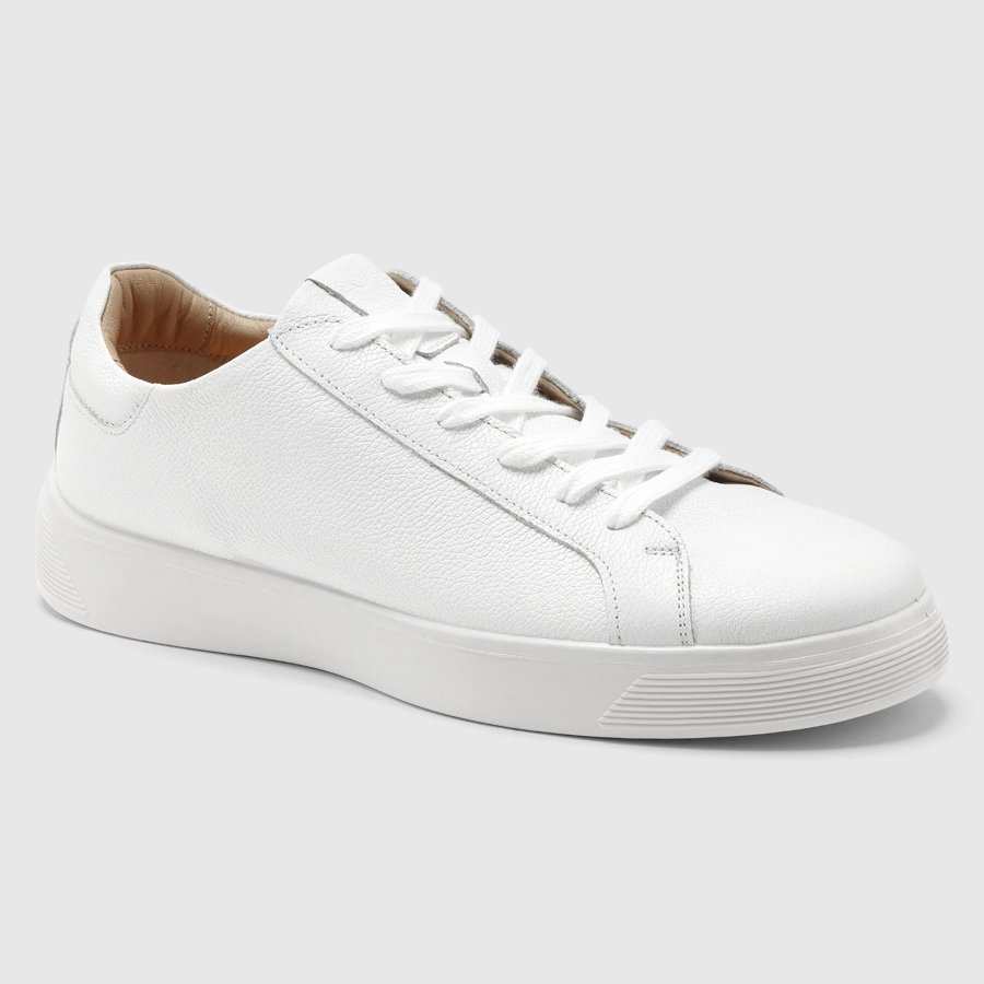 کفش اسنیکرز چرم طبیعی مردانه مرسدس شاهگلی سفید اورز Orez مدل KAI SNEAKER 1