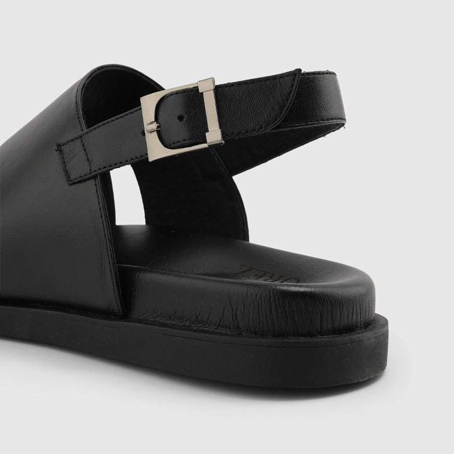 صندل چرم طبیعی مردانه ناپا مشکی اورز Orez مدل KAREN