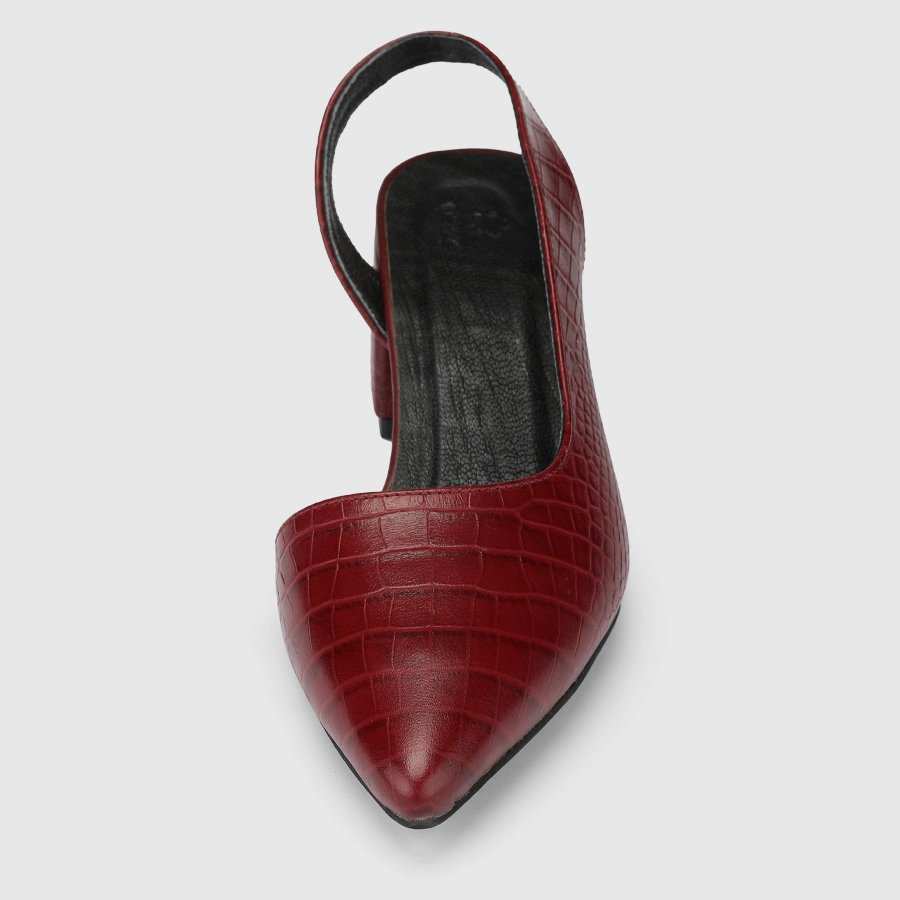 کفش پاشنه بلند چرم زنانه کوروکو زرشکی اورز Orez مدل WANDA