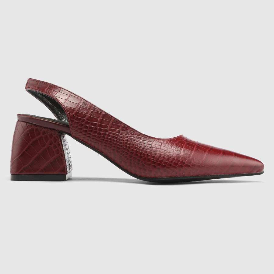 کفش پاشنه بلند چرم زنانه کوروکو زرشکی اورز Orez مدل WANDA