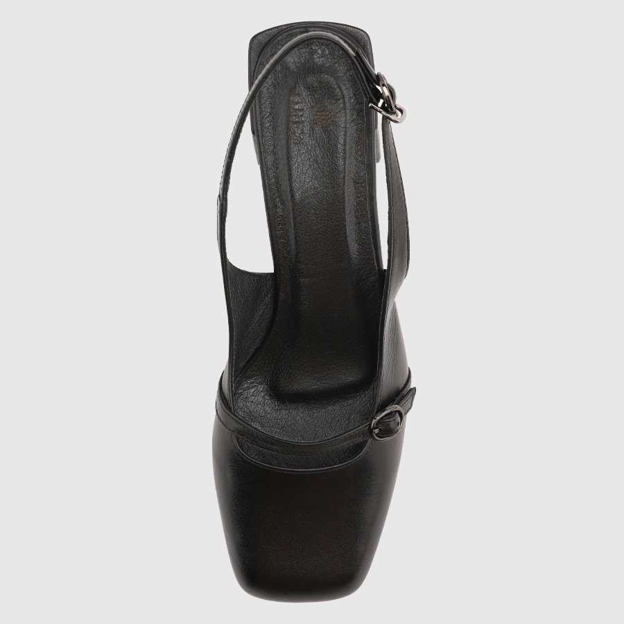 کفش پاشنه بلند چرم زنانه ناپا مشکی اورز Orez مدل JULIANA