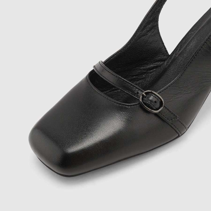 کفش پاشنه بلند چرم زنانه ناپا مشکی اورز Orez مدل JULIANA