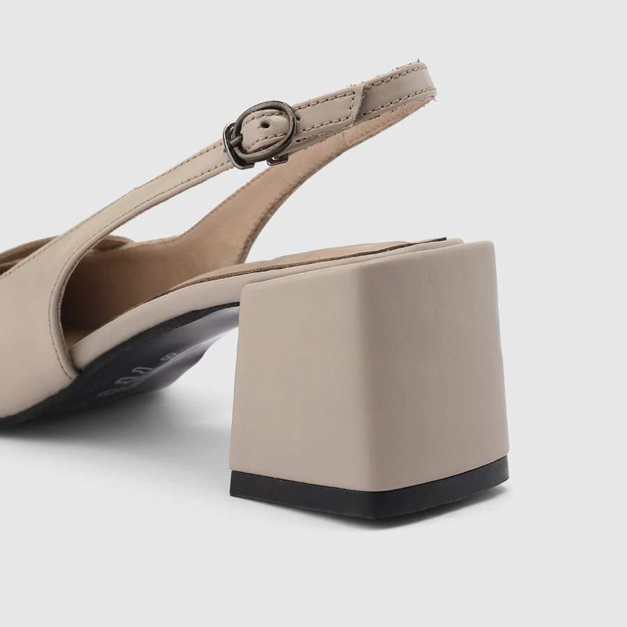 کفش پاشنه بلند چرم زنانه ناپا کرم اورز Orez مدل JULIANA