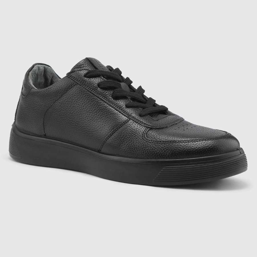 کفش اسنیکرز چرم طبیعی مردانه فلوتر مشکی اورز Orez مدل KAI SNEAKER 2