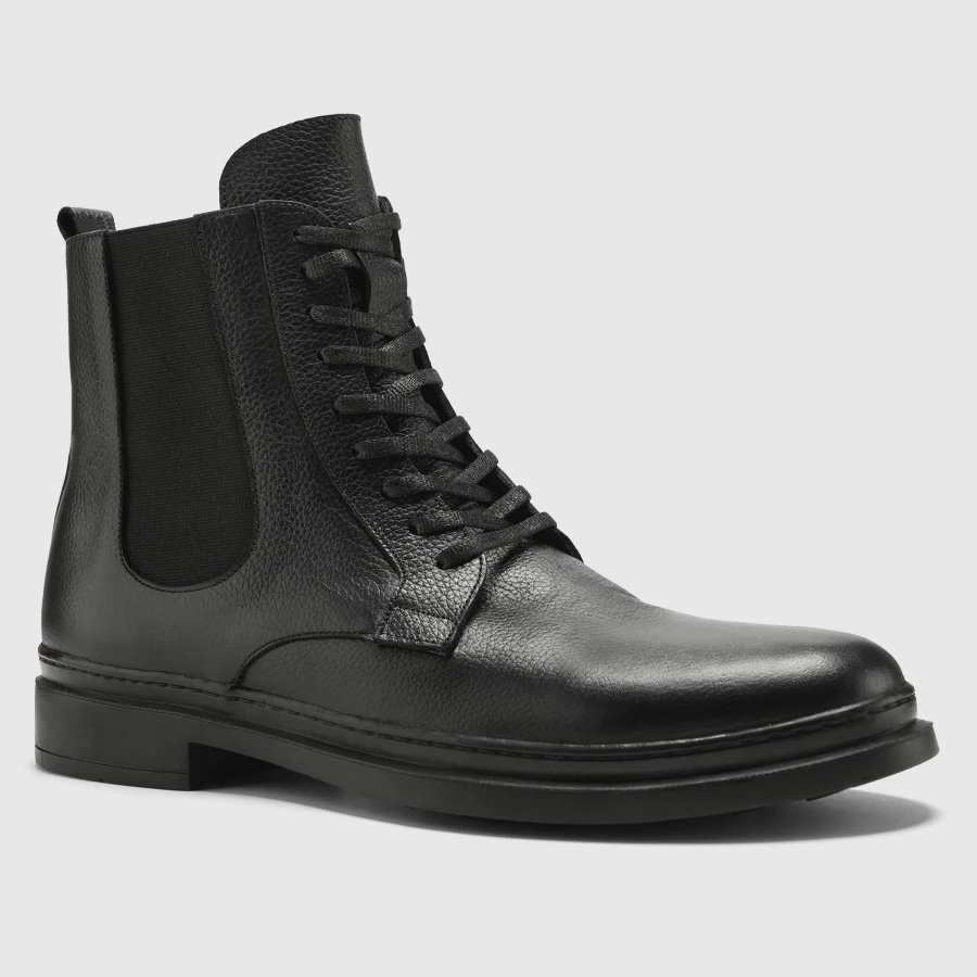 بوت چرم طبیعی مردانه چاپ پرنیش مشکی اورز Orez مدل TARKAN کد MCB110