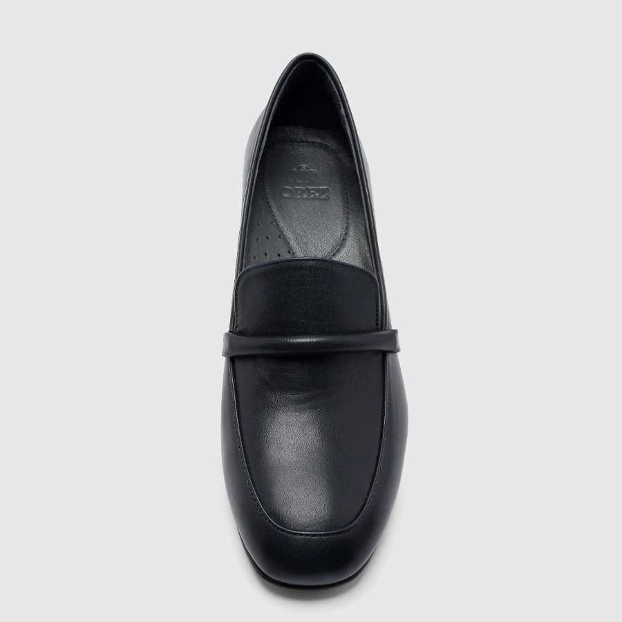 کفش پاشنه بلند چرم زنانه ناپا سرمه ای اورز Orez مدل NIKITA