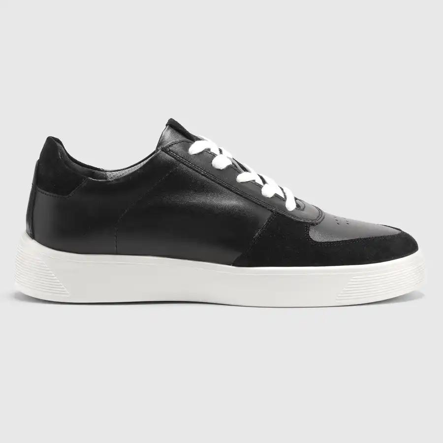 کفش اسنیکرز چرم طبیعی مردانه بورنیش اشبالت مشکی سفید اورز Orez مدل KAI SNEAKER 2