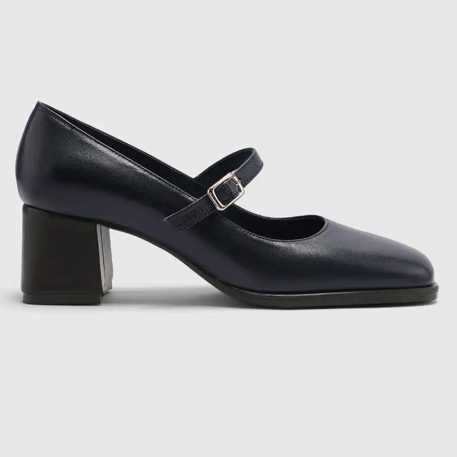 کفش پاشنه بلند چرم زنانه ناپا سرمه ای اورز Orez مدل MARIBEL