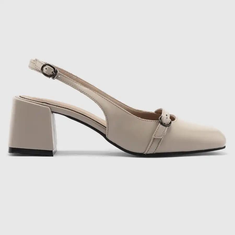 کفش پاشنه بلند چرم زنانه ناپا کرم اورز Orez مدل JULIANA