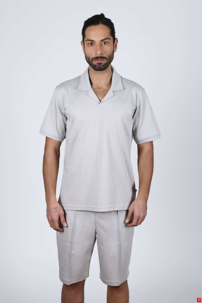 ست تی شرت و شلوارک مردانه طوسی روشن جی پی ای JPA کد 02358