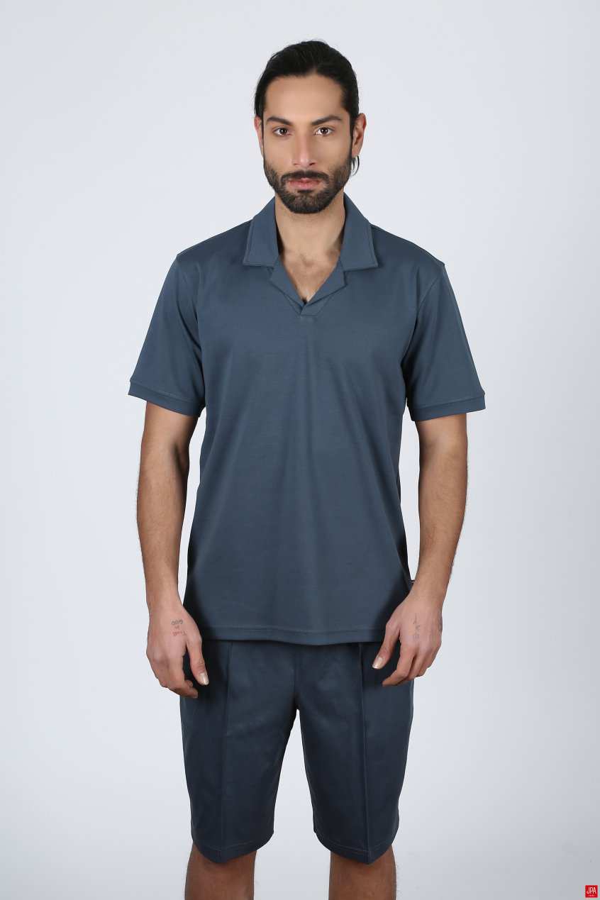 ست تی شرت و شلوارک مردانه طوسی روشن جی پی ای JPA کد 02358