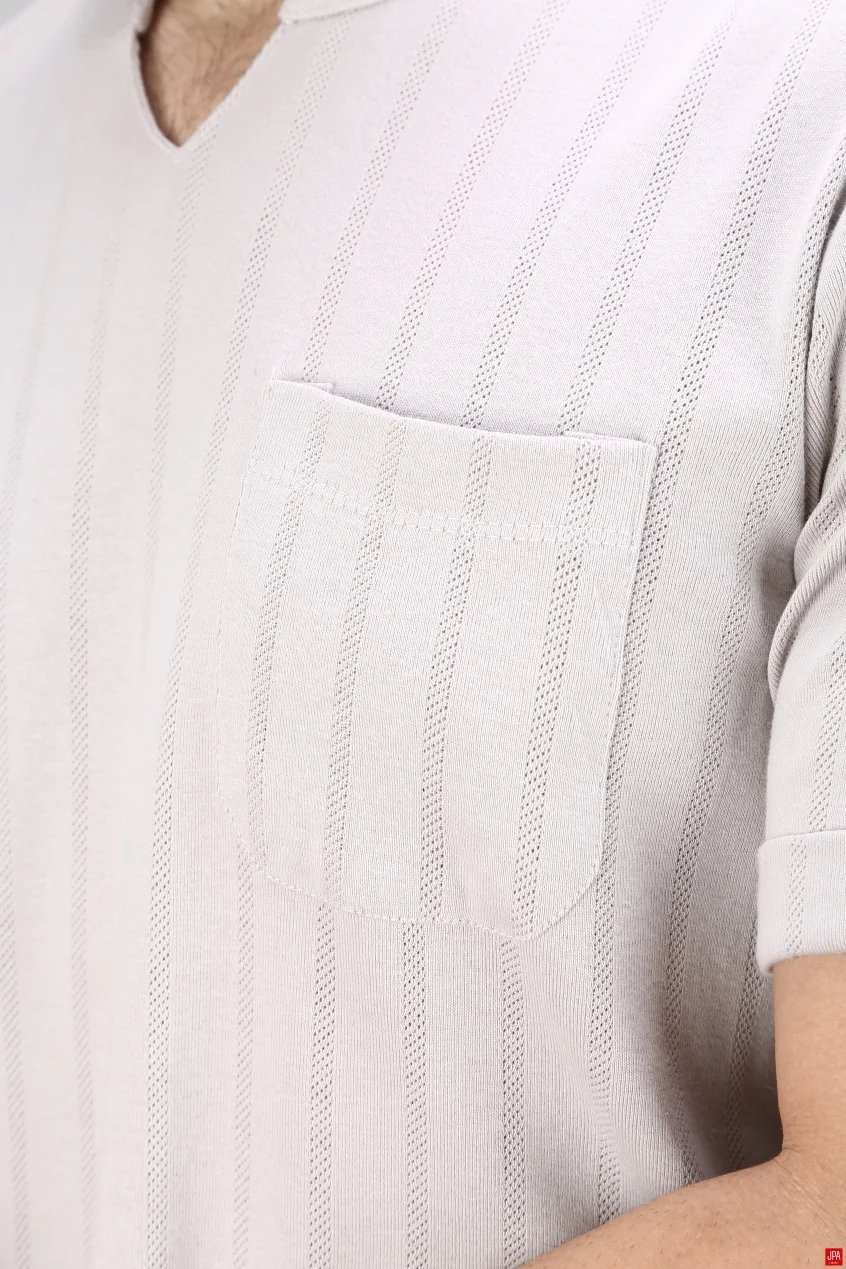 تی شرت مردانه یقه کوبایی اسلیم جی پی ای JPA کد 02425