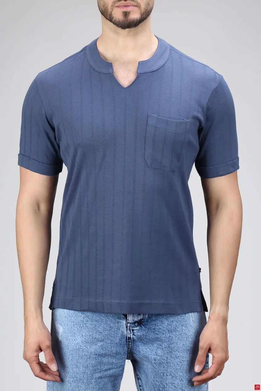 تی شرت مردانه یقه کوبایی اسلیم جی پی ای JPA کد 02425