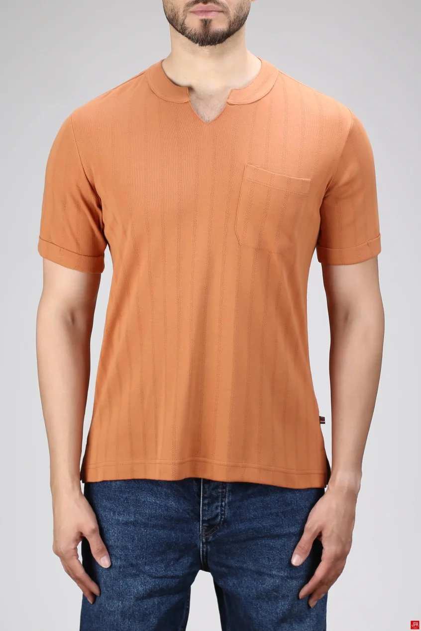 تی شرت مردانه یقه کوبایی اسلیم جی پی ای JPA کد 02425