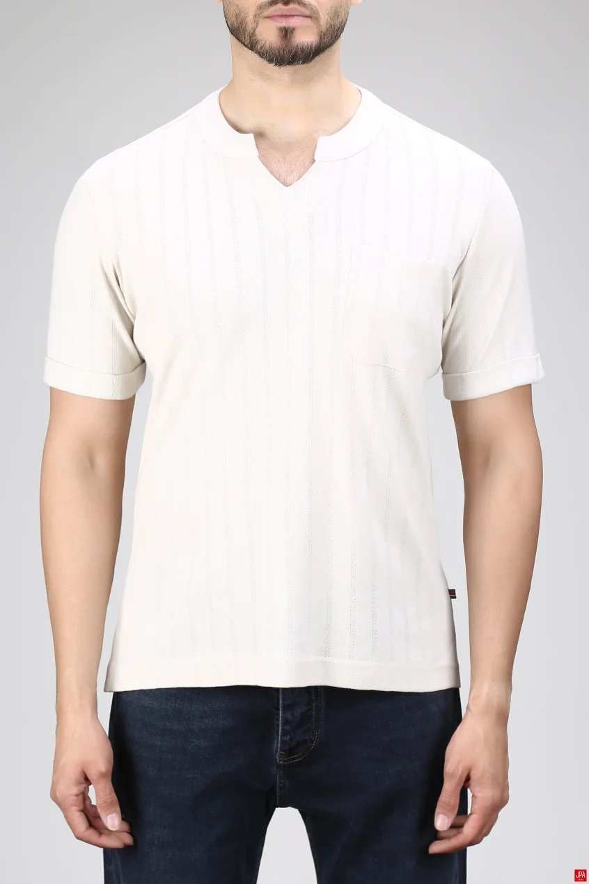 تی شرت مردانه یقه کوبایی اسلیم جی پی ای JPA کد 02425