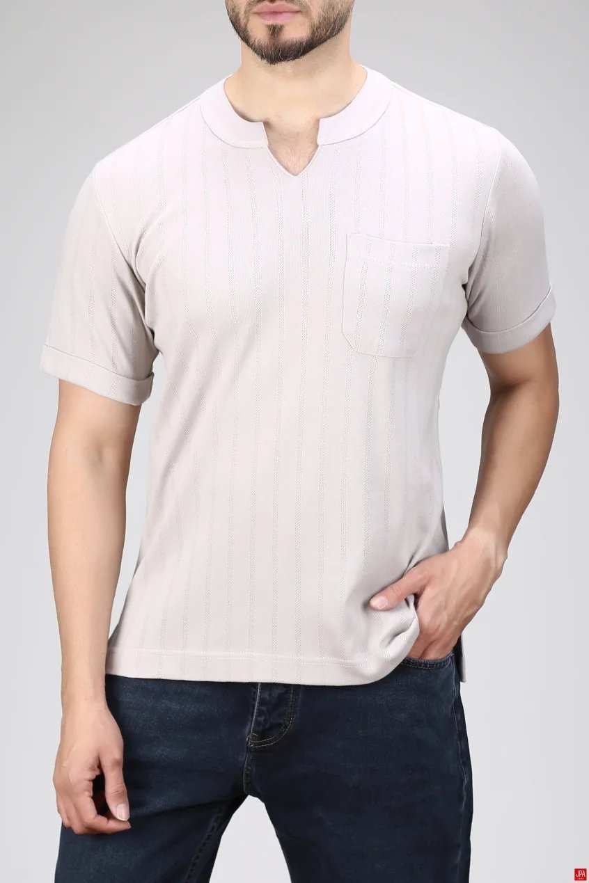 تی شرت مردانه یقه کوبایی اسلیم جی پی ای JPA کد 02425