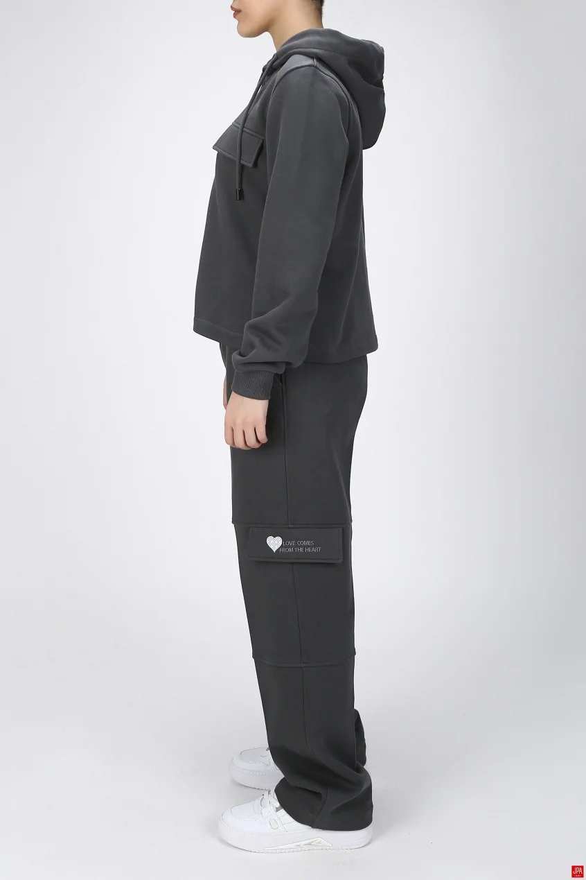 ست سویشرت و شلوار زنانه دورس مشکی جی پی ای JPA کد 03086