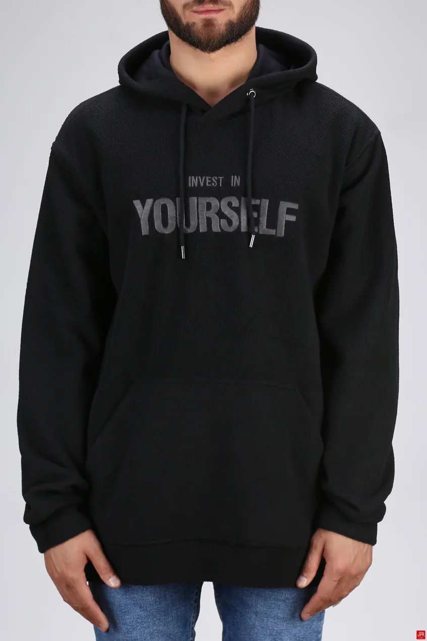 هودی مردانه کلاهدار مشکی جی پی ای JPA کد 02465